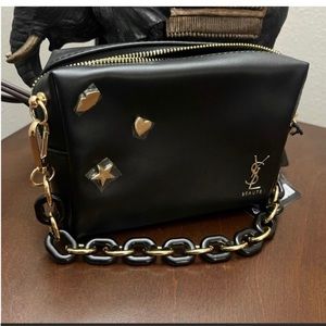 YSL with beaded charm cosmetic bag/ pouch: converted to crossbody